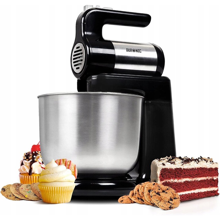 Mixser Duronic 4L, 300W, 3 accesorii, negru