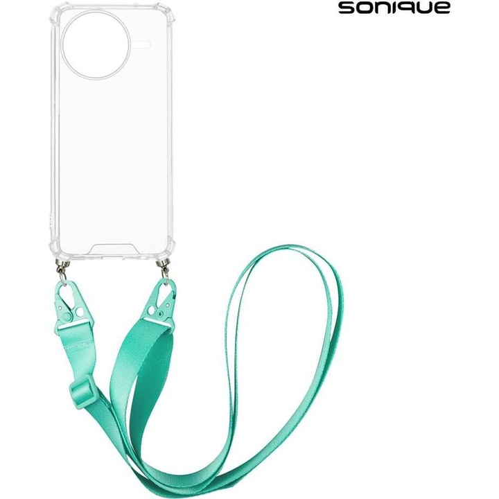 Husa telefon Sonique Armor Clear cu strap, antishock, pentru Xiaomi Poco F7 Pro 5G / Poco F7 Ultra 5G, albastra