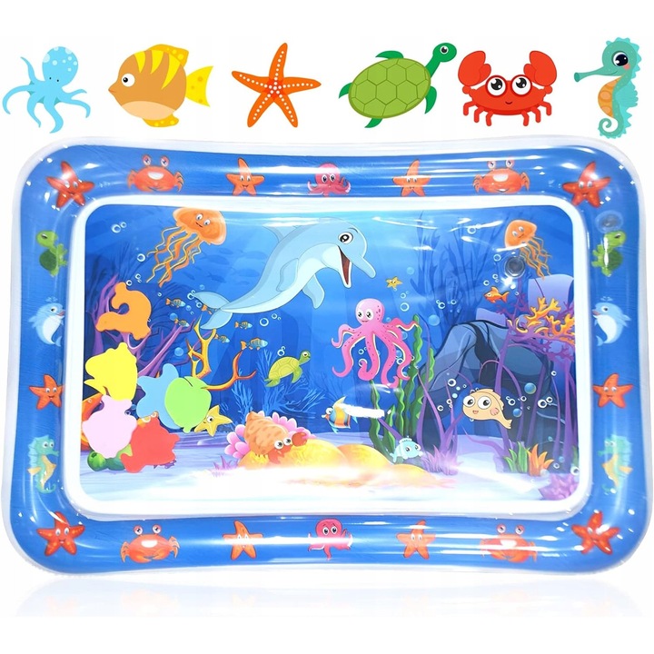 Covoras de activitati pentru bebelusi, 67cm, design marin, material PCW, fara BPA, set