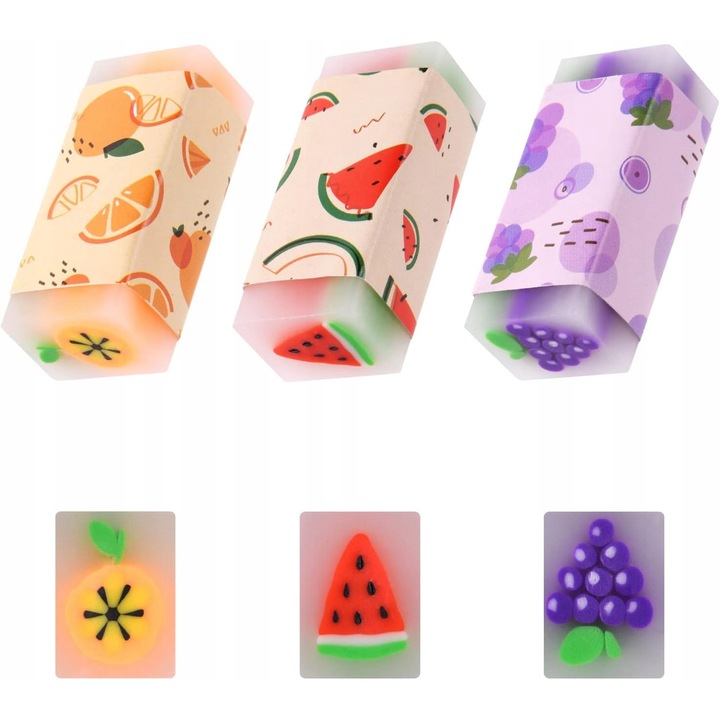 Set radiere Vicloon, multicolor, 3 bucati, 4,5x2x1,5cm, arome: pepene, portocala, struguri