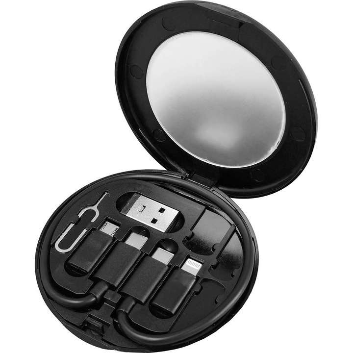 Kit de incarcare Powertech cu cablu si adaptoare, 60W, 30cm, negru