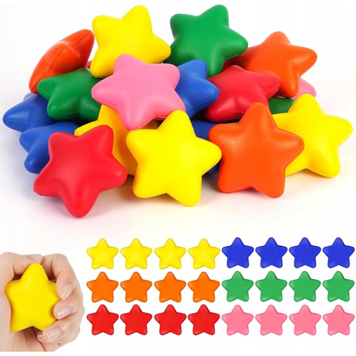 Set 24 stelute antistres, multicolor, 5,2x5,2x5,2cm