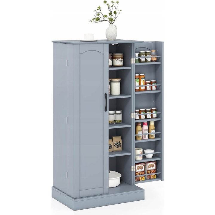 Dulap de bucatarie modern, 5 rafturi centrale, 12 rafturi laterale, 6 rafturi reglabile, inaltime 80x latime 120x adancime 40cm