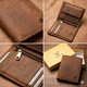 Portofel Barbati Vertical bifold din Piele naturala, Stil Old Money, Culoare Maro, RFID