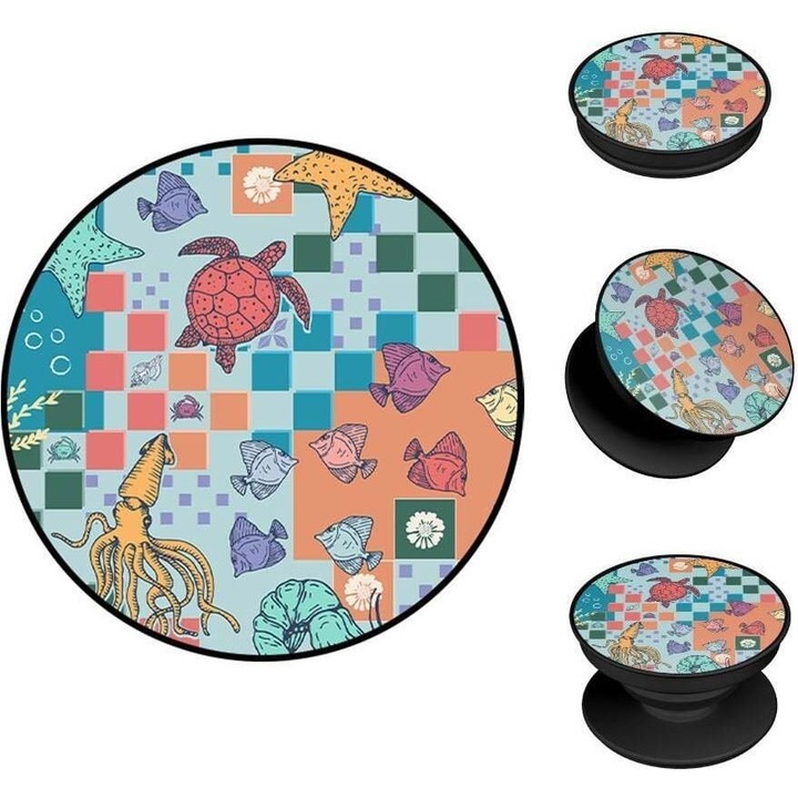 Suport telefon Sonique Ocean Series Mosaiko, design oceanic, culori variate, material plastic, dimensiuni compacte