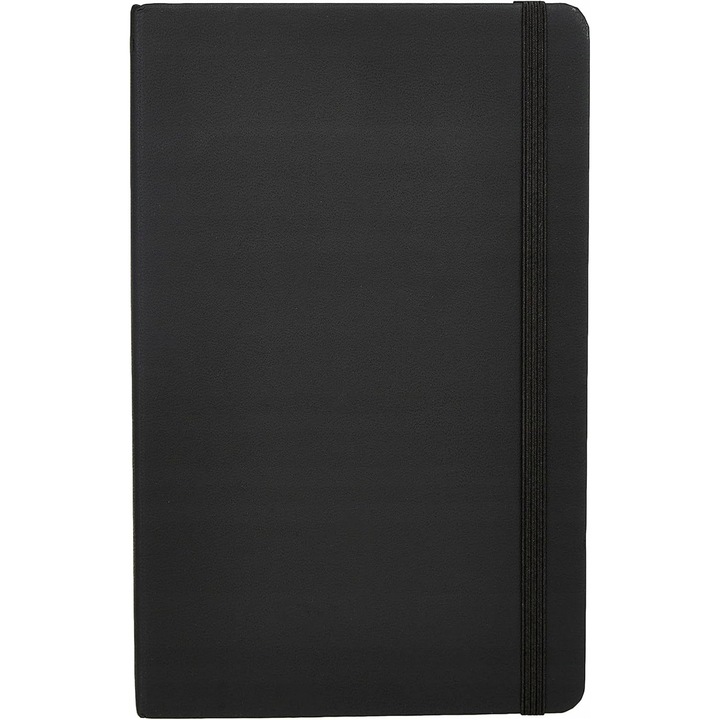 Caiet A5, 240 pagini, negru, coperta tare, cu elastic si marcaj, fara acid