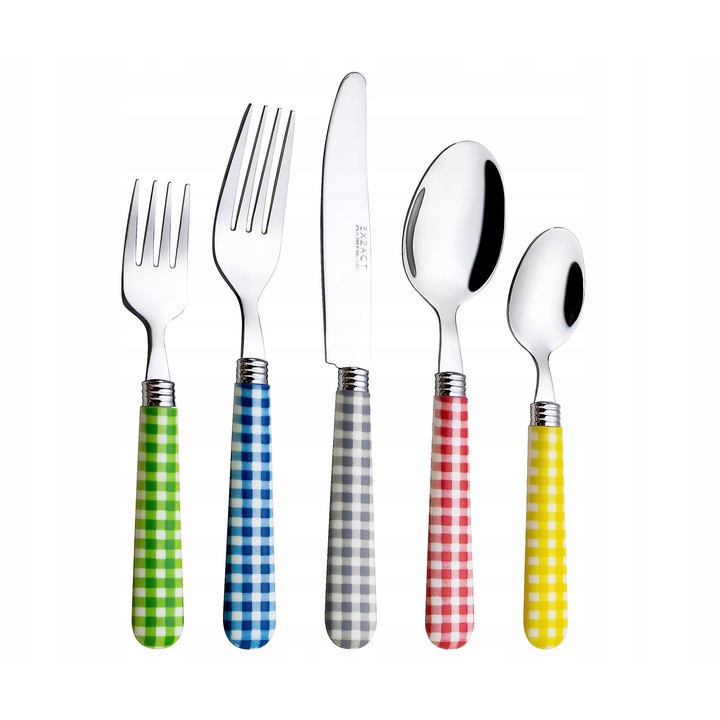 Комплект прибори за хранене Exzact, 20 части, инокс, 5 цвята, за 4 човека