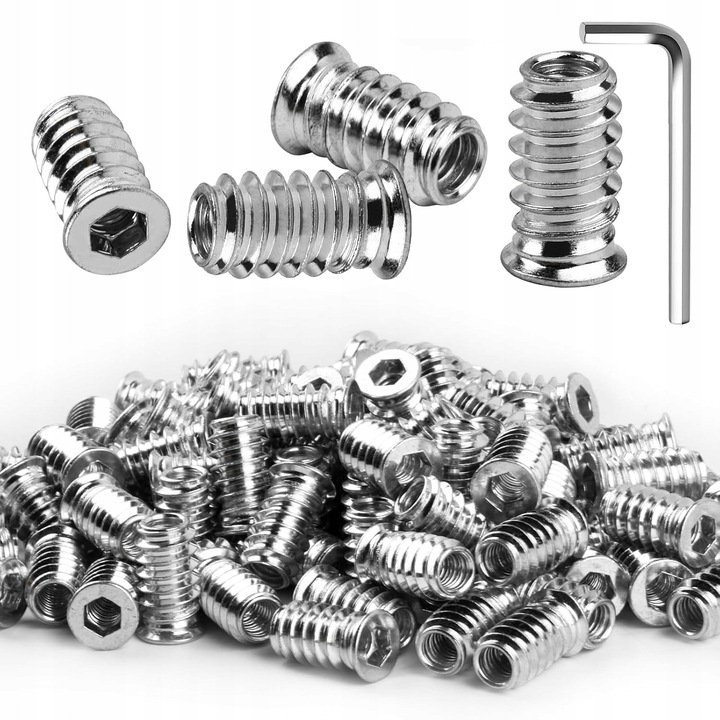 Mufa dwugintata pentru lemn, M6, set 100 bucati, argintie