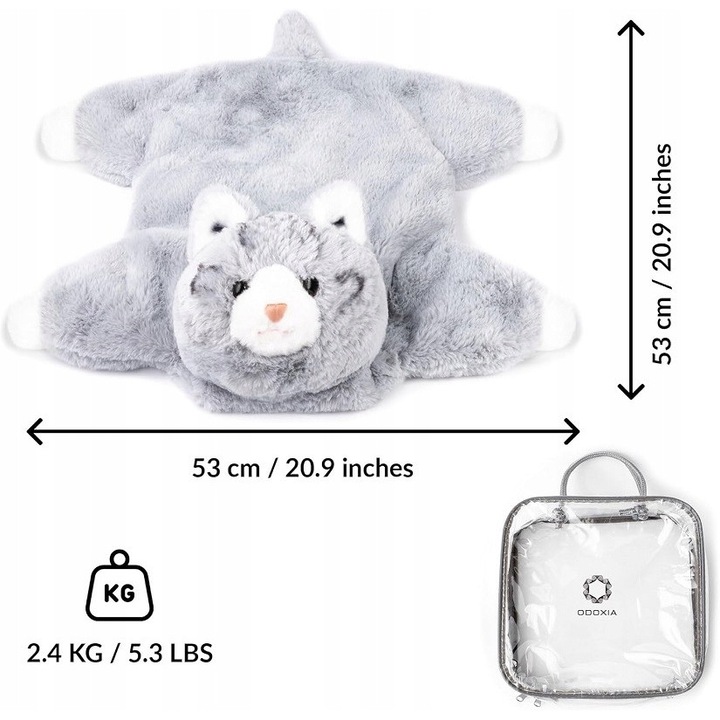 Súlyozott takaró gyerekeknek, macska alakú, 2.4 kg, 55x45 cm, autizmus és ADHD támogatás