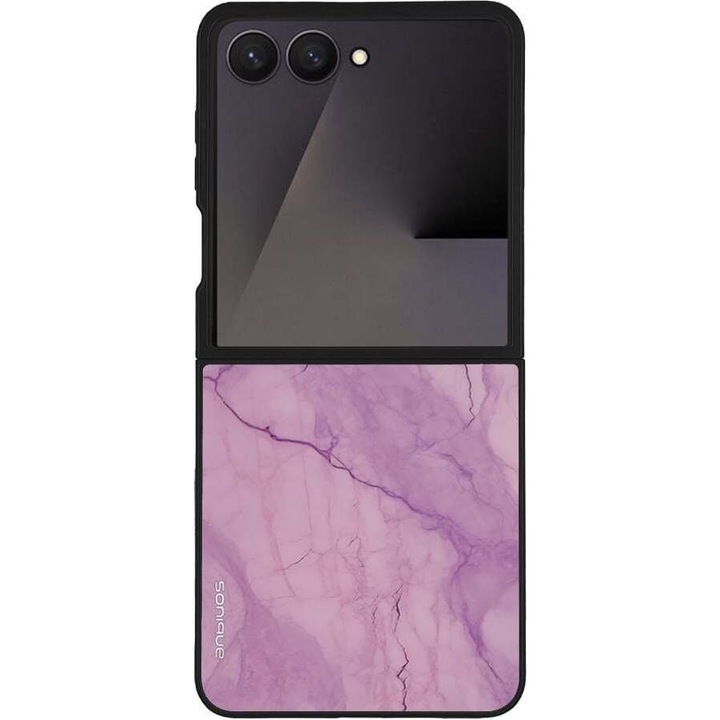 Husa telefon Sonique Marble Series, protectie antisoc, design marmura, violet, pentru Samsung Galaxy Z Flip 7