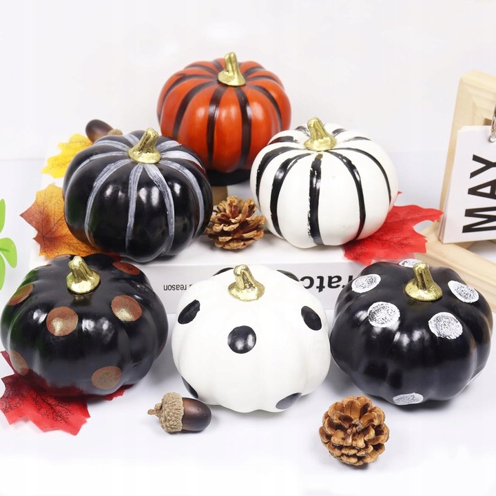 Set 6 mini dovleci decorativi pentru Halloween, accesorii petrecere