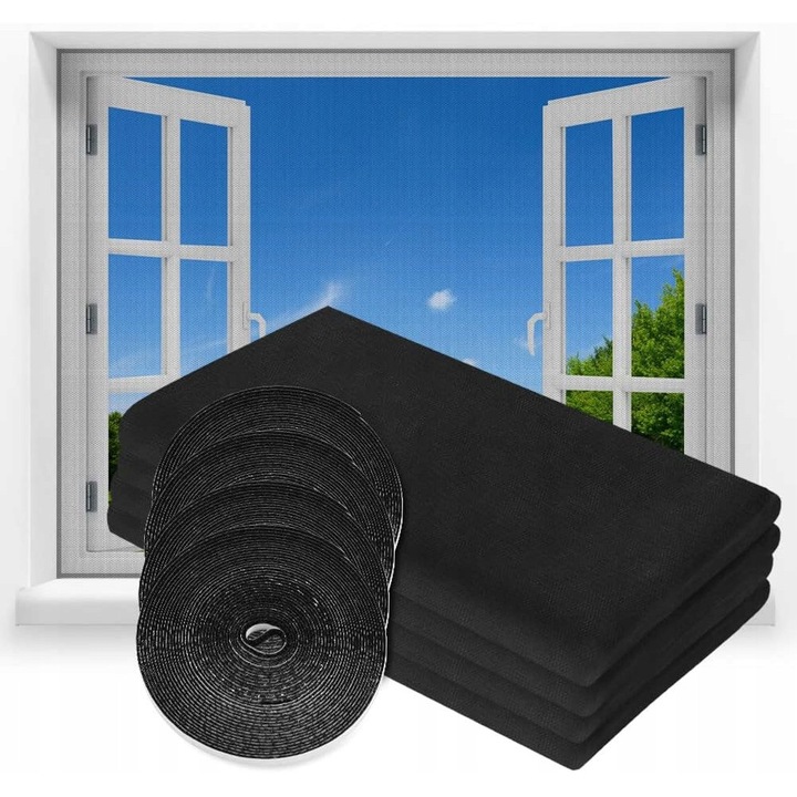 Set 4 plase pentru fereastra 1,3x1,5m, protectie naturala impotriva insectelor, montaj simplu, fara unelte