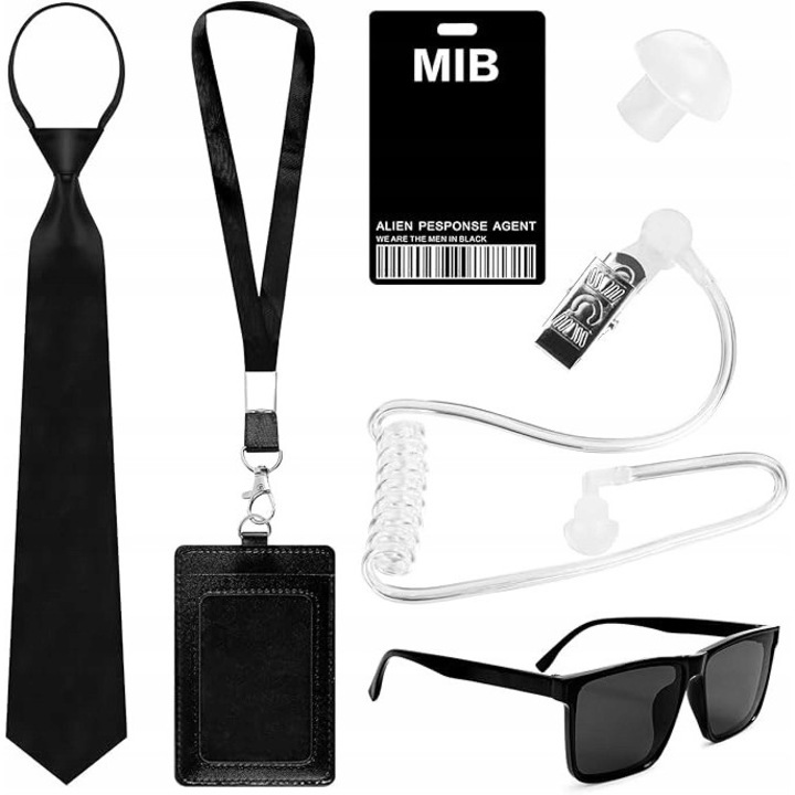 Costum de Halloween pentru copii, agent secret, cu cravata si ochelari