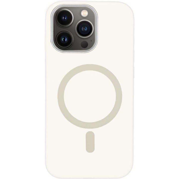 Husa telefon Sonique MagTouch pentru Apple iPhone 13 Pro, MagSafe, silicon lichid, alb