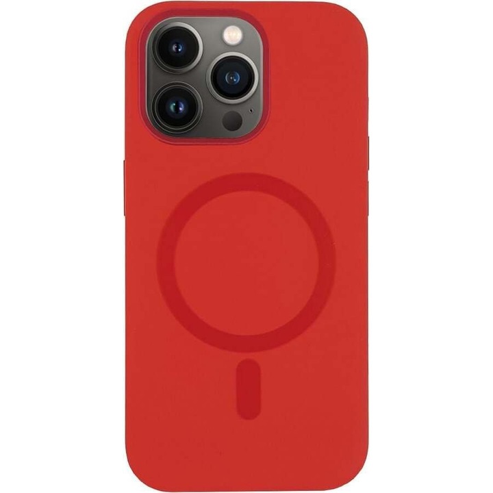 Husa telefon Sonique MagTouch pentru Apple iPhone 13 Pro, MagSafe, silicon lichid, rosie