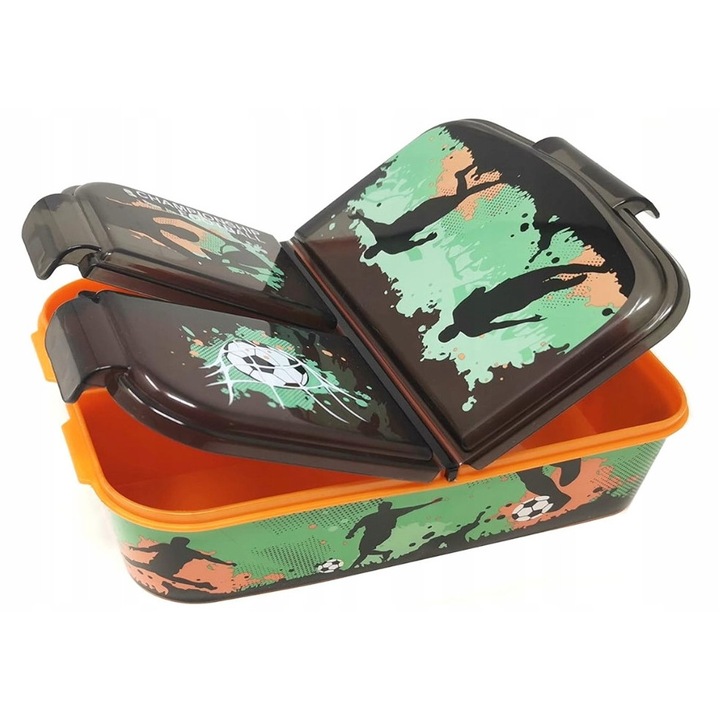 Cutie alimentara pentru pranz, 1400 ml, 3 compartimente, fara BPA, 18x14x7 cm, multicolor