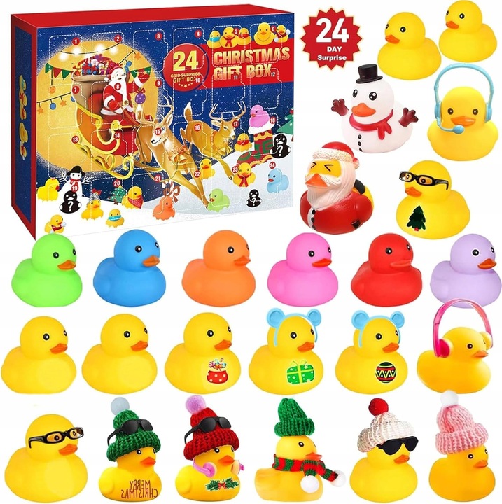 Adventi naptár szett 24 fürdőjátékkal, 24 különböző aranyos állatfigura, többszínű