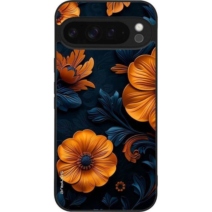 Husa telefon Sonique 3D Flower Series, portocalie, pentru Google Pixel 9 Pro XL 5G, silicon, design modern, protectie antisoc.