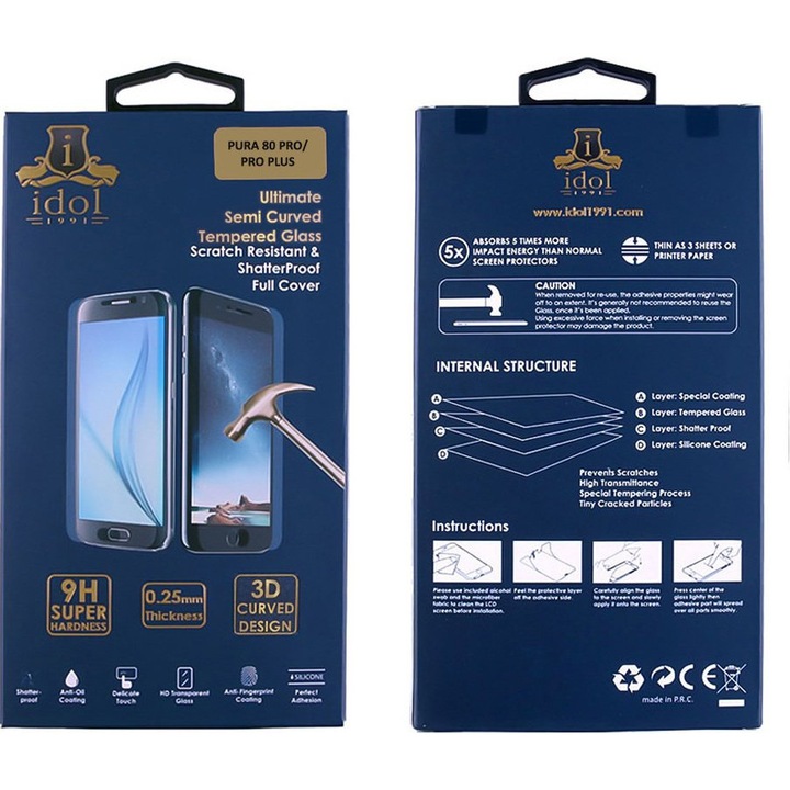 Folie protectie ecran, pentru Huawei Pura 80 PRO/PRO PLUS 6.8", Idol 1991, 9H, 0.30mm