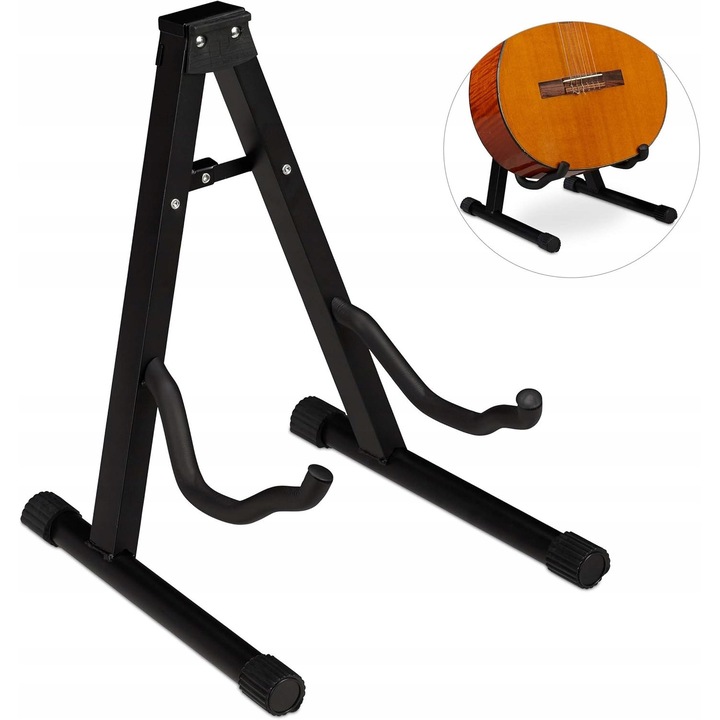 Suport de podea pentru chitara, Negru, Cauciuc