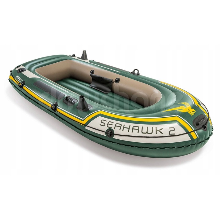 Ponton SEAHAWK 2, 2 persoane, 3 camere, PVC, 236x114x41cm, set cu 2 vasle si pompa INTEX