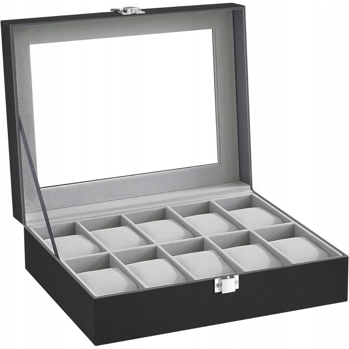 Cutie organizare ceasuri, Negru, Pentru 10 ceasuri