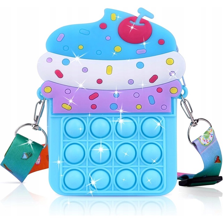 Táska stresszoldó játékkal, Pop it, szilikon, 30x25cm, gyerekeknek