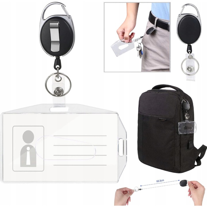 Uchit identificare cu rola retractabila, set 1 buc, transparent, 5mm