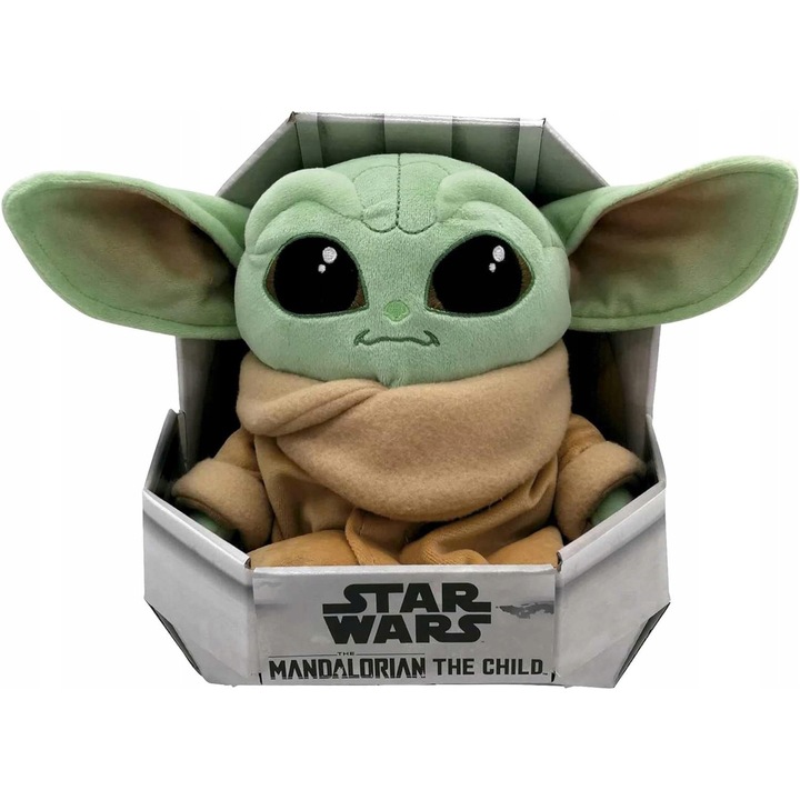 Jucarie de plus Star Wars Baby Yoda "The Child", 25cm, material moale, pentru copii 3+ ani