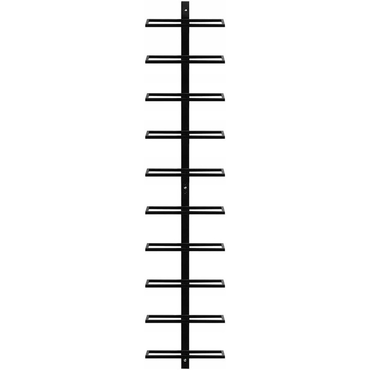 Suport pentru sticle de vin, Yaheetech, metal, negru, 27x10x116cm, 10 compartimente