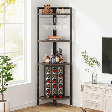 Suport bauturi coltar, design elegant, capacitate 18 sticle, nuc ...