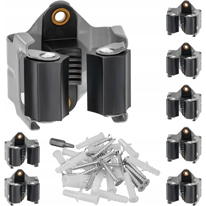 8 db fekete kerti szerszám fali tartó, 5 cm