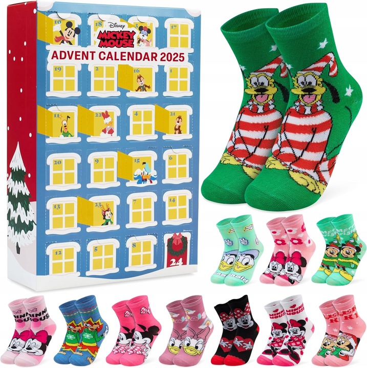Set sosete copii, Kalendarz Adventowy Disney Minnie Mouse, 2025, pentru fete