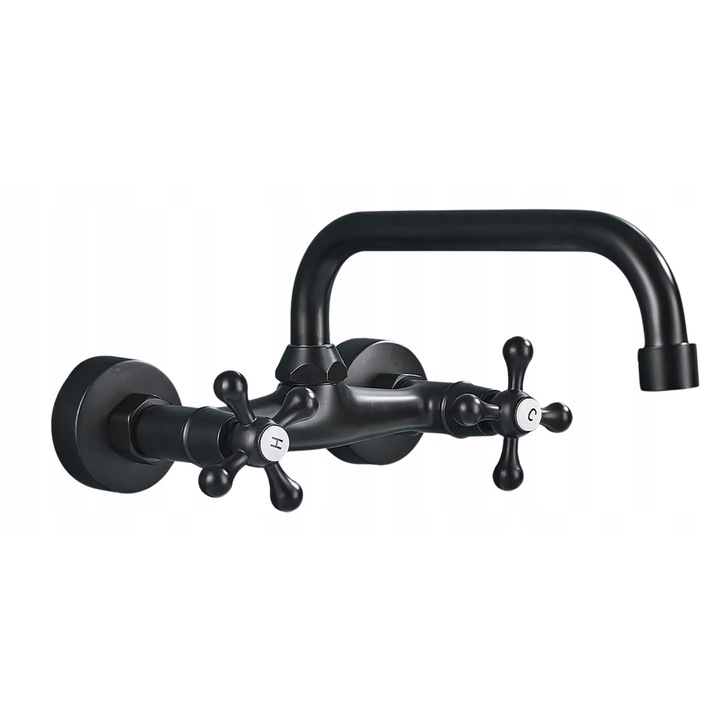 Quyanre fali mosdó csaptelep, sárgaréz, minimalista design, fekete