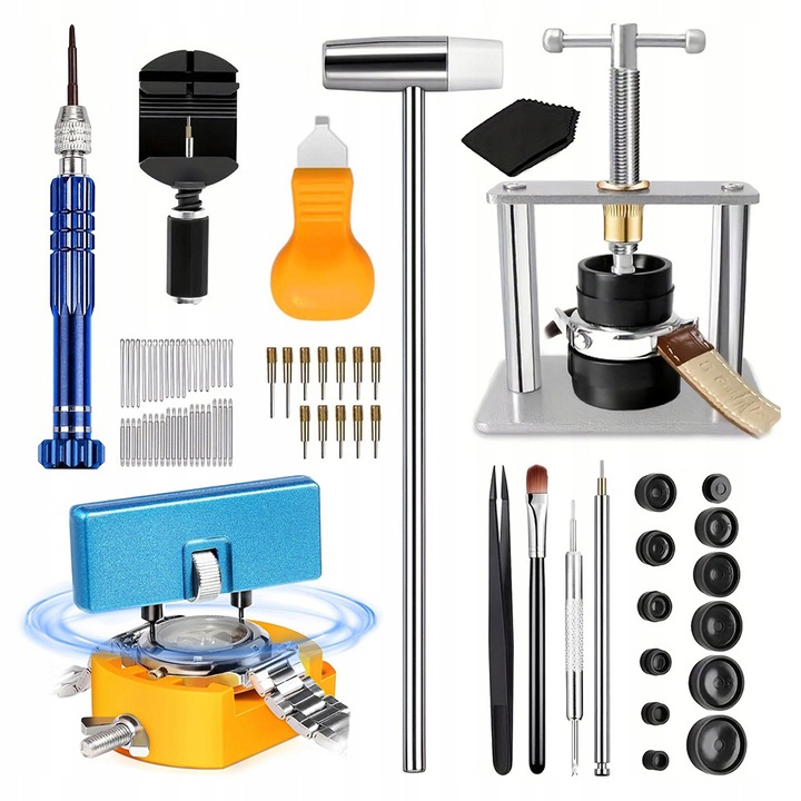 Set scule pentru reparat ceasuri, 81 piese, prasca pentru ceasuri, unelte din otel inoxidabil, multicolor