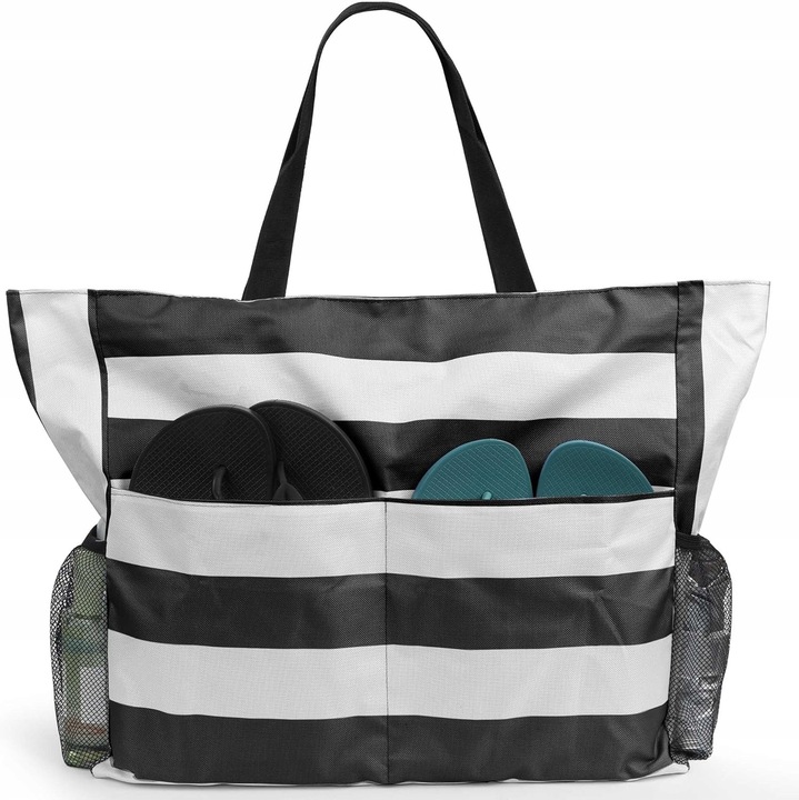 Geanta de plaja XXL, impermeabila, 42x37x15 cm, 7 compartimente, neagra