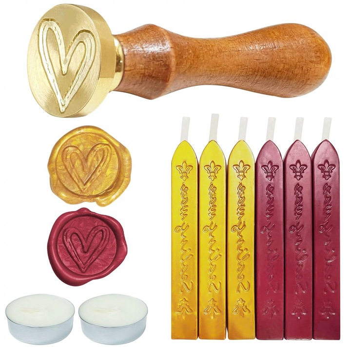 Set de lacuire pentru sigilii, 9 piese, diverse modele, multicolor