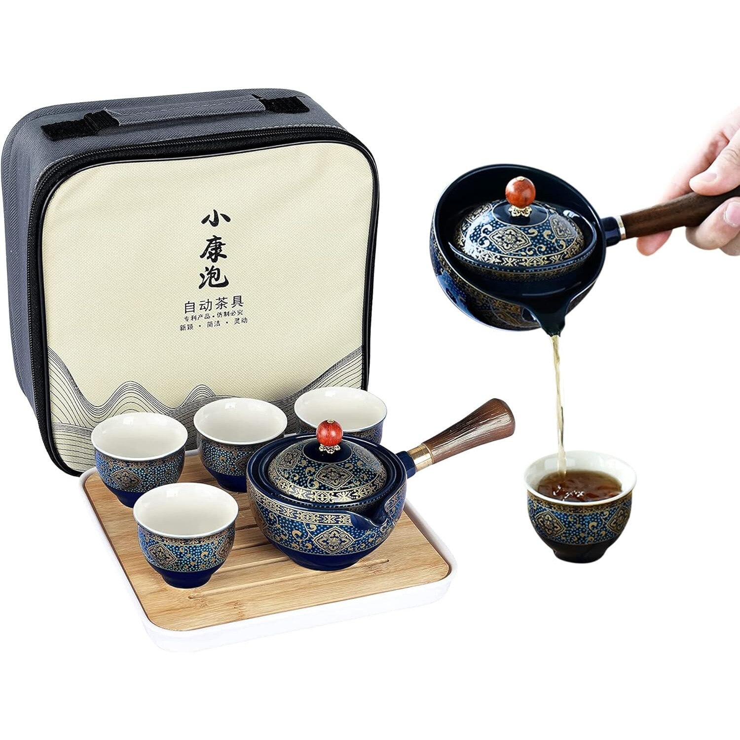 Set de ceai japonez, 1 ceainic 820ml, 6 cani 180ml, tava