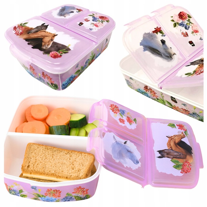 Cutie alimentara pentru pranz, 1400 ml, 3 compartimente, fara BPA, 18x14x7 cm, multicolor