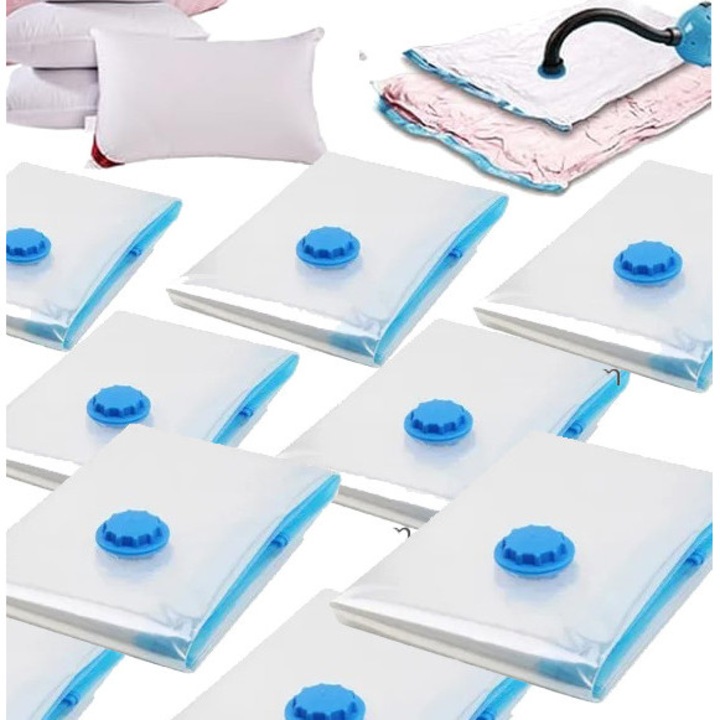 Set 8 Worki Prozniowe pentru Ubracaminte si Lenjerie, Dimensiuni Variate 50x60cm, 60x80cm, 70x100cm, 80x110cm, Multicolor