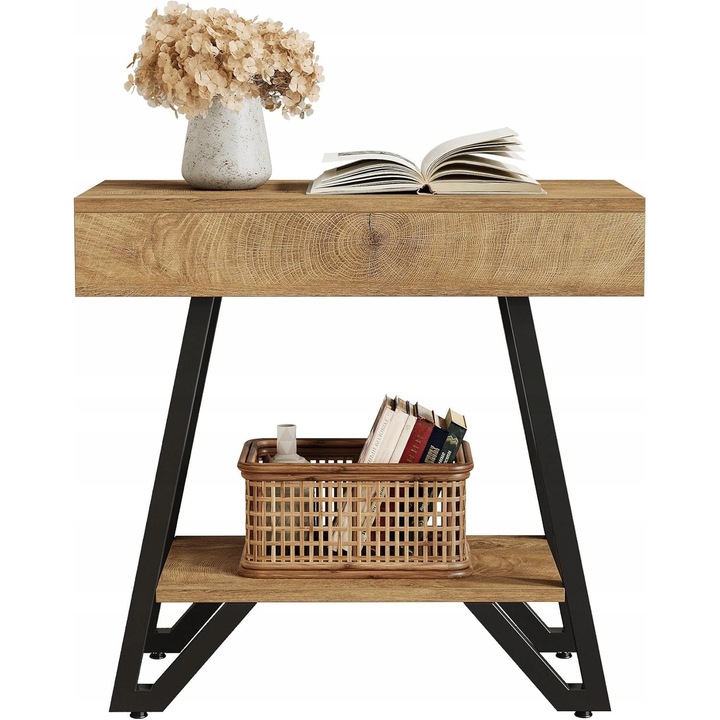 Masa de cafea eleganta cu rafturi de depozitare, set, 120x60x45cm