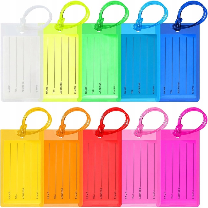 Set 10 etichete bagaj multicolore 16cm