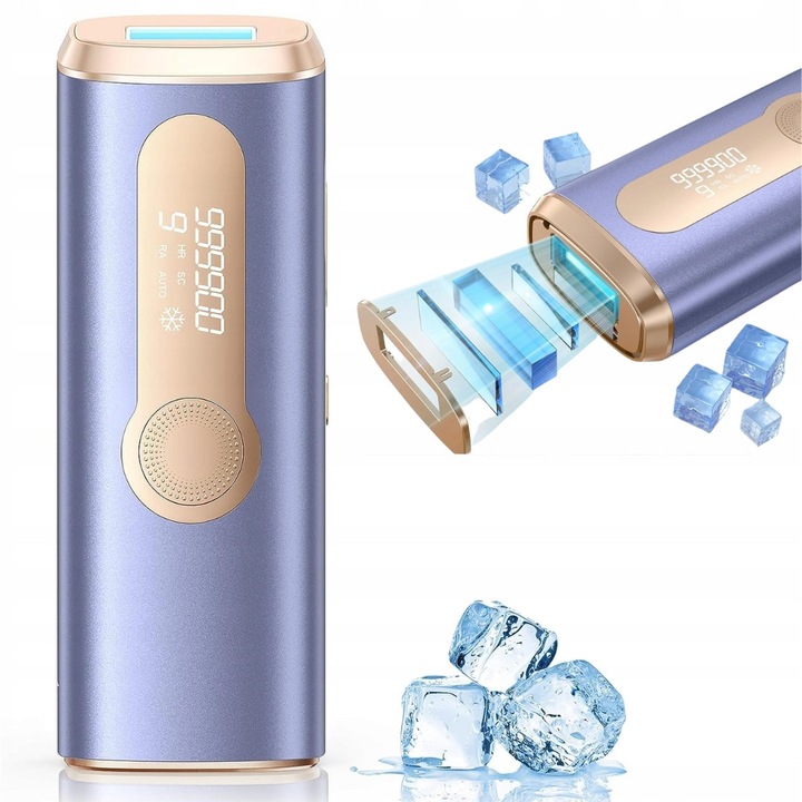 Epilator laser IPL cu functie de racire, 9 niveluri de energie, set cu ochelari