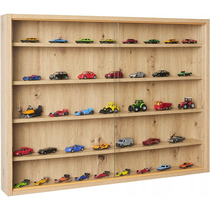 Witryna cu usi glisante, Inter Link, 60x80x9,5cm, MDF, sticla securizata, maro mat