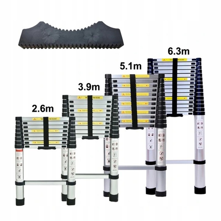 Scara telescopica din aluminiu 6,3 m, 16 trepte, capacitate 150 kg, cu zavor de siguranta, antiderapant
