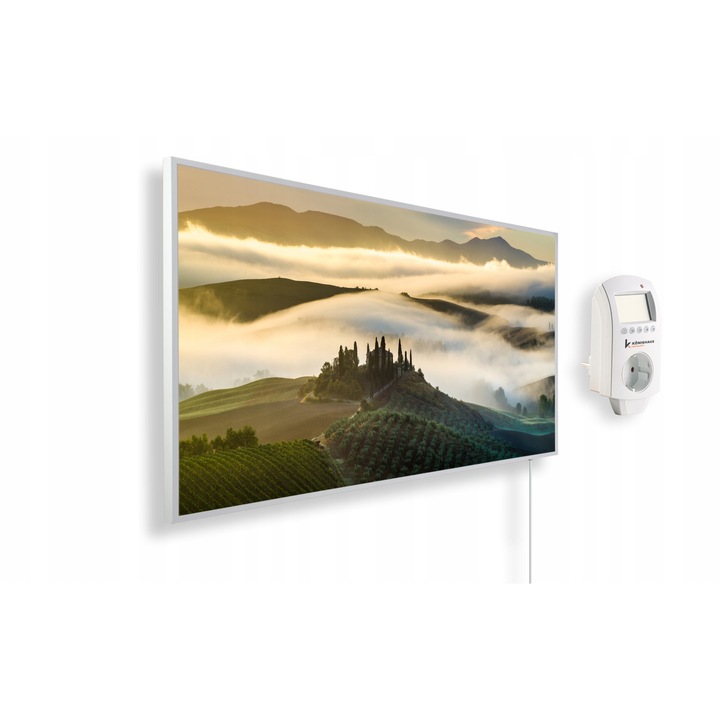 Incalzitor pe baza de infrarosu Konighaus Panorama 1000 W, dimensiuni 60x120x1,8 cm, cu termostat manual, design simplu
