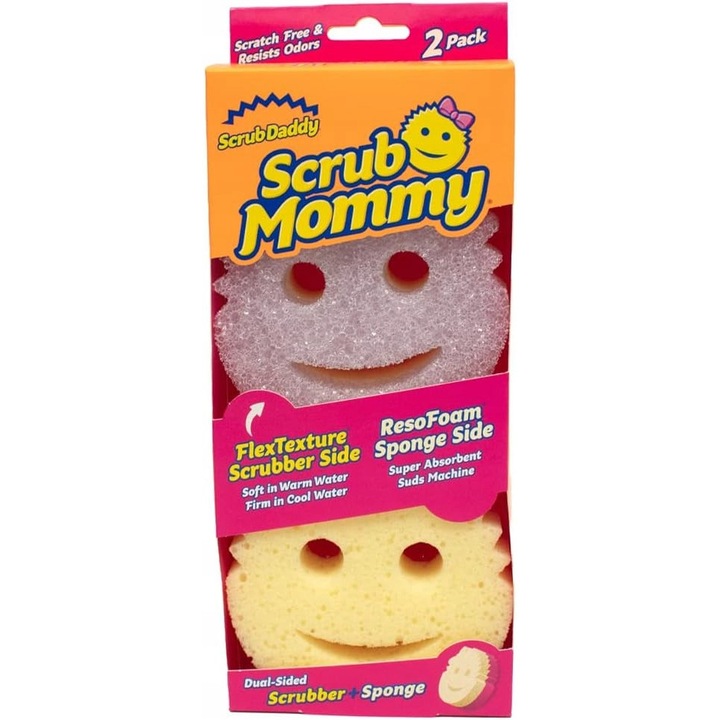 Gabka de curatare Scrub Daddy set 2 bucati, FlexTexture, multicolor