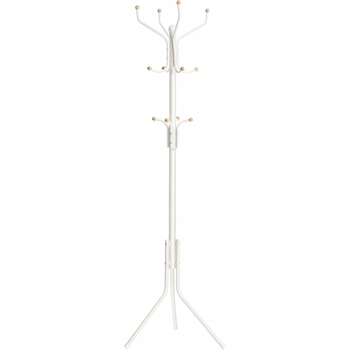 Cuiere metalic alb, 12 carlige, design modern, compact