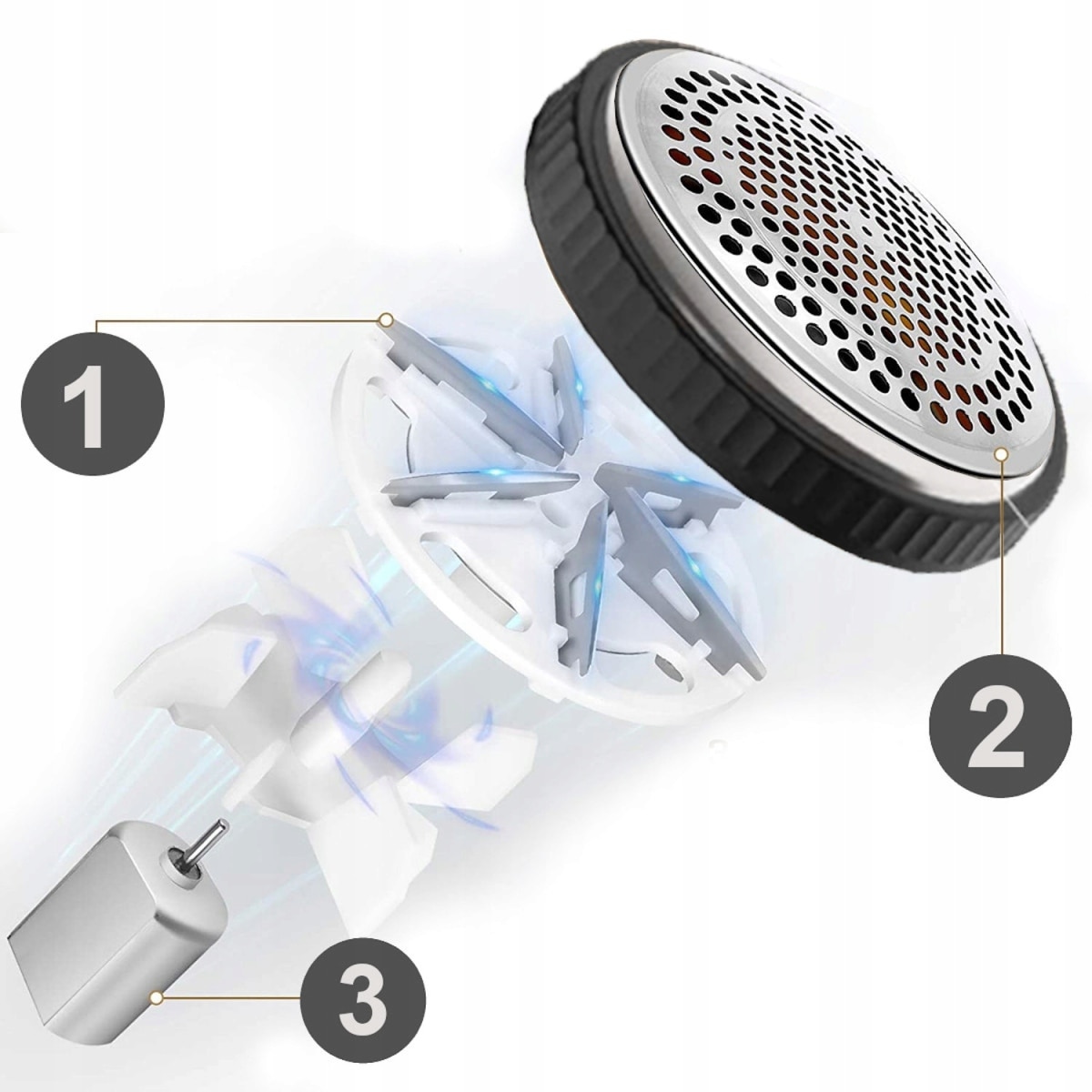 Aparat de ras pentru imbrăcăminte, DM, Golarka Lint X-Remover, 5W, acumulator 2000mAh, Negru / Alb