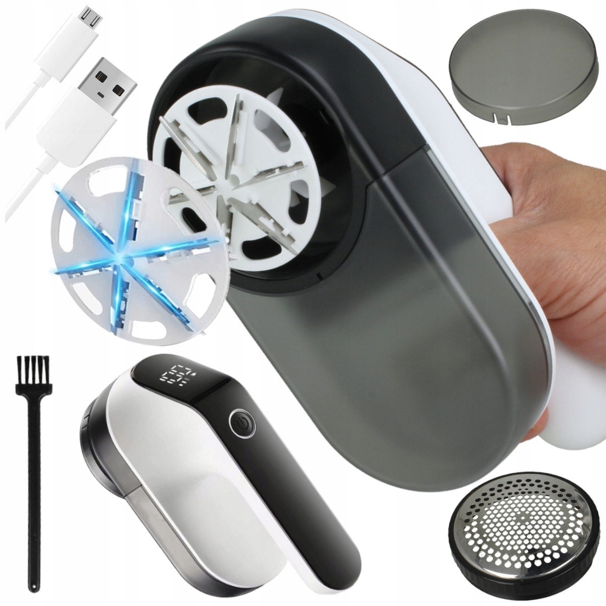 Aparat de ras pentru imbrăcăminte, DM, Golarka Lint X-Remover, 5W, acumulator 2000mAh, Negru / Alb